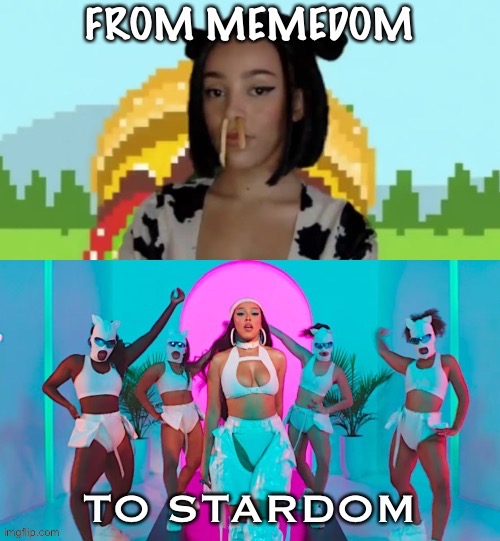 Anti-cringing at Doja Cat for her humor, talent, and meme-driven rise to fame | image tagged in doja cat from memedom to stardom 3,hip hop,rap,rapper,memes about memes,memes | made w/ Imgflip meme maker