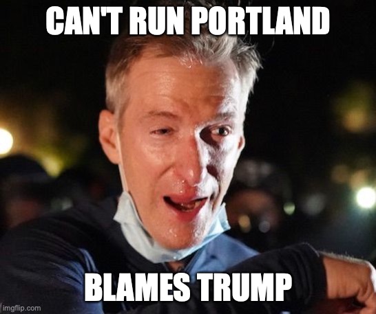 Mayor Ted Wheeler is a piece of work | CAN'T RUN PORTLAND; BLAMES TRUMP | image tagged in ted wheeler,portland,riots,trump | made w/ Imgflip meme maker