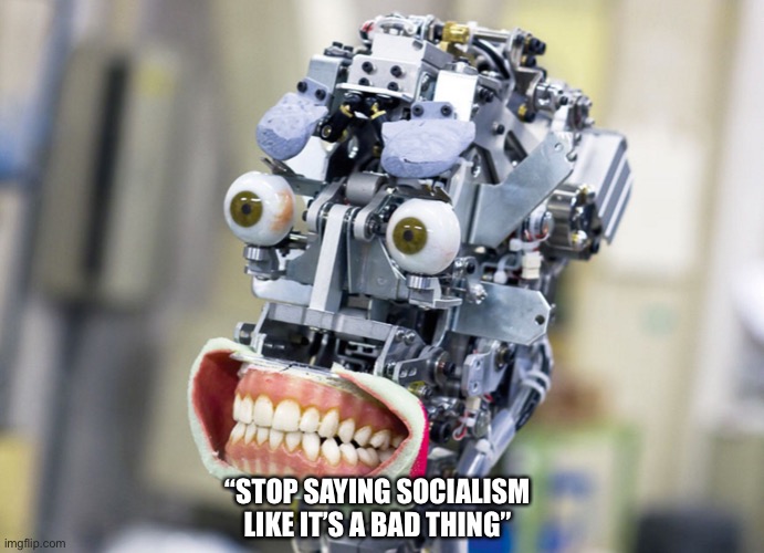 Socialist automaton | “STOP SAYING SOCIALISM LIKE IT’S A BAD THING” | image tagged in npc,democratic socialism,sjw,normie,socialist | made w/ Imgflip meme maker