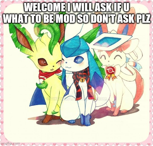 welcome everyone to evee gang we will be wholesome | WELCOME I WILL ASK IF U WHAT TO BE MOD SO DON'T ASK PLZ | made w/ Imgflip meme maker