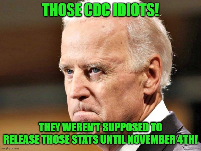 THOSE CDC IDIOTS! THEY WEREN'T SUPPOSED TO RELEASE THOSE STATS UNTIL NOVEMBER 4TH! | made w/ Imgflip meme maker