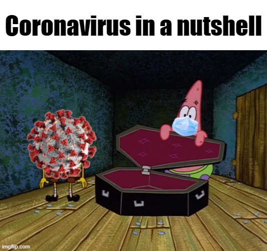 Spongebob Coronavirus | Coronavirus in a nutshell | image tagged in spongebob,spongebob coffin,memes,covid-19,coronavirus,coronavirus meme | made w/ Imgflip meme maker