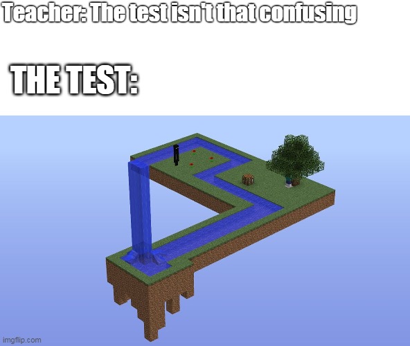 minecraft illusion | Teacher: The test isn't that confusing; THE TEST: | image tagged in minecraft memes,illusion | made w/ Imgflip meme maker