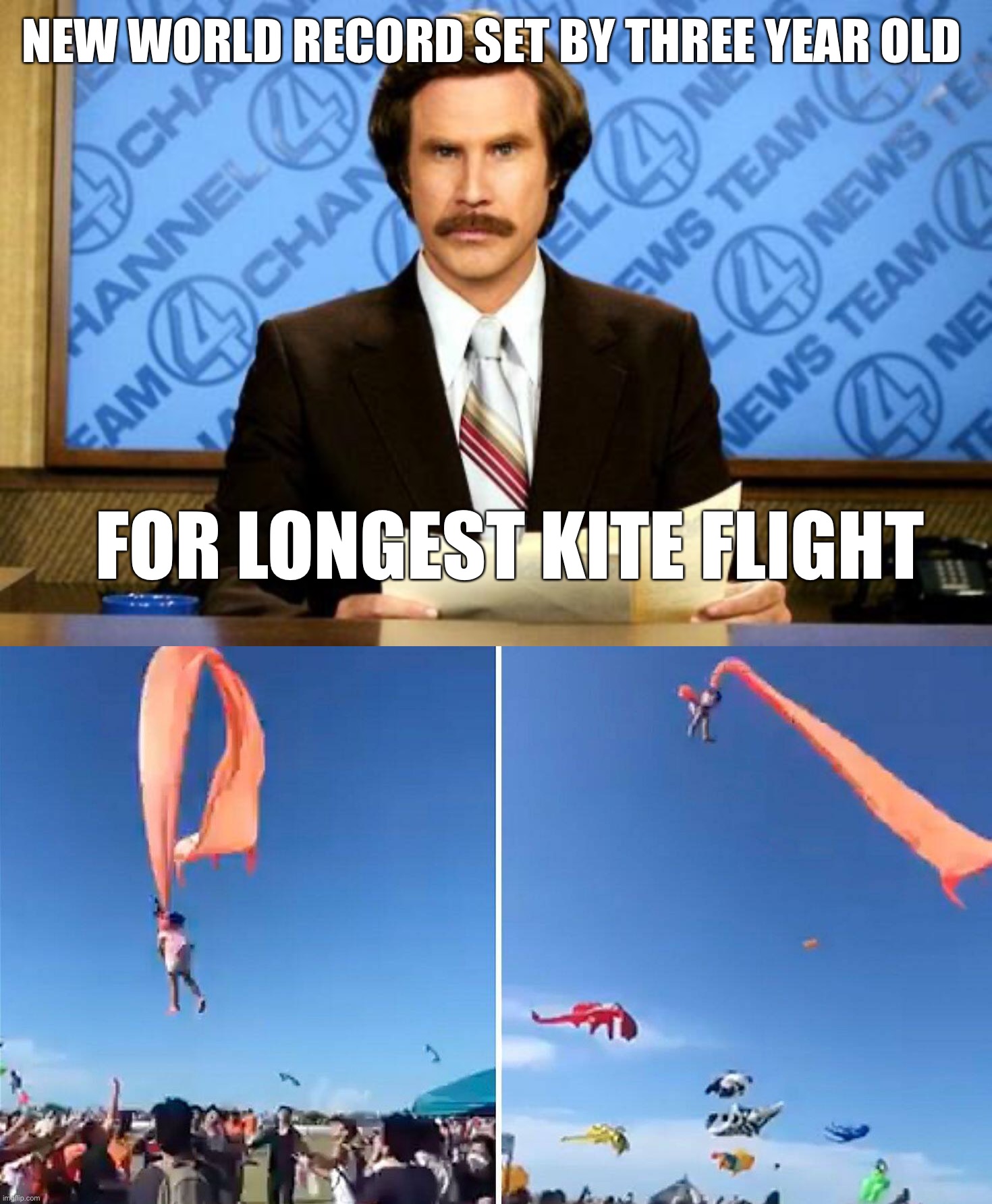 Old man UP has nothing on this girl! Giant kite takes 3yr old for a ride! | NEW WORLD RECORD SET BY THREE YEAR OLD; FOR LONGEST KITE FLIGHT | image tagged in breaking news,3 yr old girl,giant kite,takes her up | made w/ Imgflip meme maker