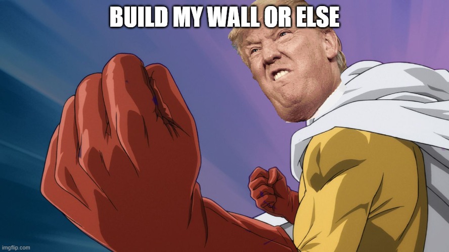 One Punch Man | BUILD MY WALL OR ELSE | image tagged in memes | made w/ Imgflip meme maker