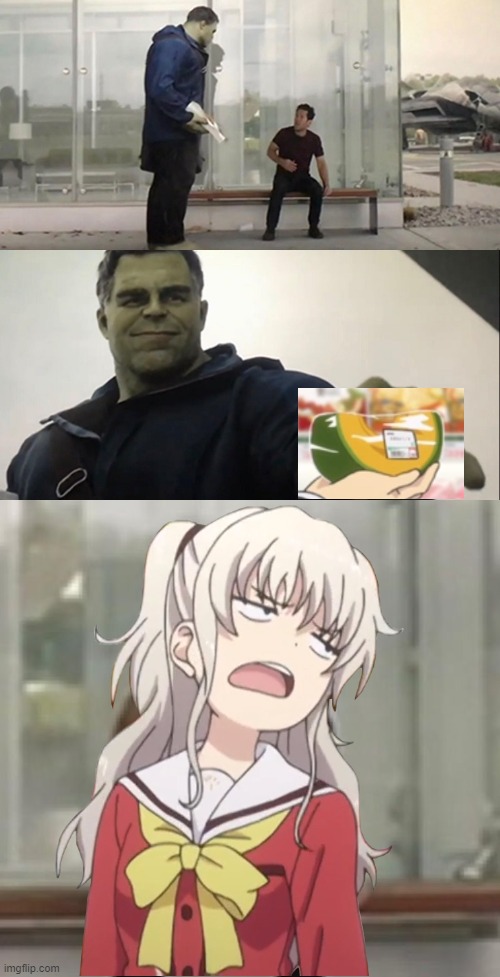 Eat Your Melons, Tomori!  (I Forgot the Melon in the One, So I Added it Here) | image tagged in hulk taco,charlotte anime,anime,memes,melons,funny | made w/ Imgflip meme maker