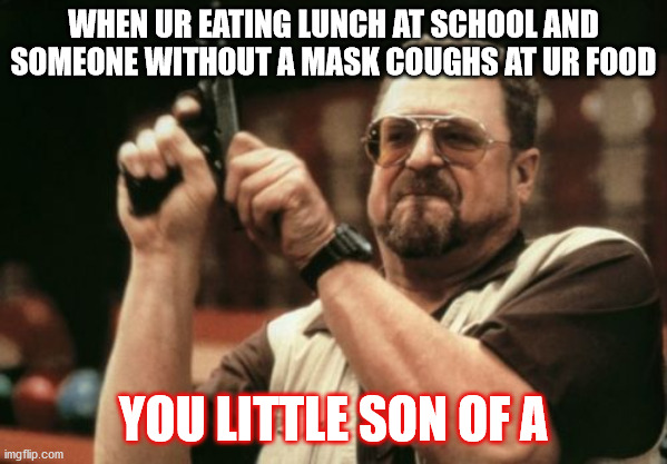 It happens to everybody | WHEN UR EATING LUNCH AT SCHOOL AND SOMEONE WITHOUT A MASK COUGHS AT UR FOOD; YOU LITTLE SON OF A | image tagged in memes,am i the only one around here | made w/ Imgflip meme maker