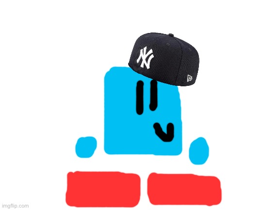 WOAH! Blocky with Yankee with no brim! | image tagged in blank white template,blocky,yankee with no brim | made w/ Imgflip meme maker