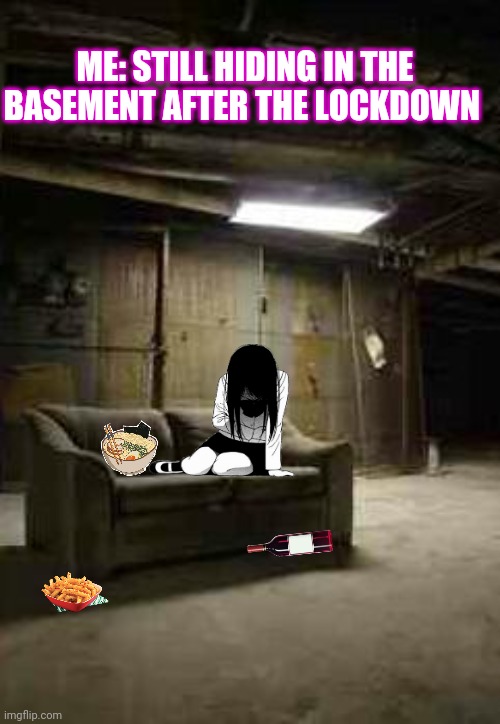 basement | ME: STILL HIDING IN THE BASEMENT AFTER THE LOCKDOWN | image tagged in basement | made w/ Imgflip meme maker