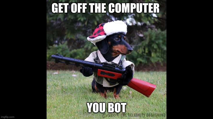 get off now | GET OFF THE COMPUTER; YOU BOT | image tagged in memes,epic,fun | made w/ Imgflip meme maker