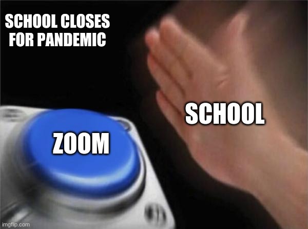 Blank Nut Button Meme | SCHOOL CLOSES FOR PANDEMIC; SCHOOL; ZOOM | image tagged in school memes | made w/ Imgflip meme maker