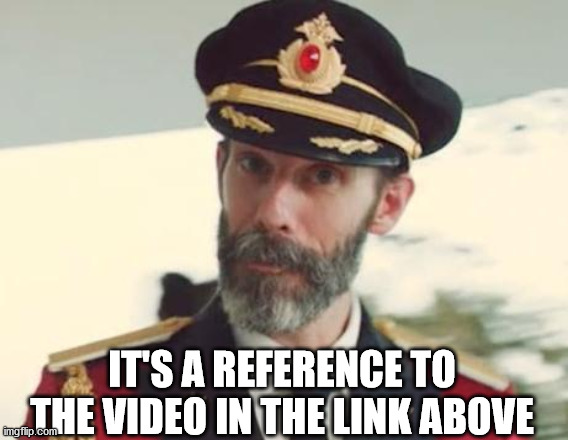 Captain Obvious | IT'S A REFERENCE TO THE VIDEO IN THE LINK ABOVE | image tagged in captain obvious | made w/ Imgflip meme maker