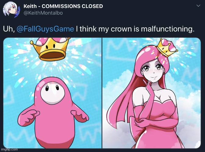 oops, wrong crown. | image tagged in fall guys,mario,glitch | made w/ Imgflip meme maker