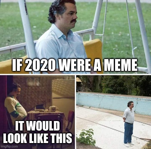 Sad Pablo Escobar | IF 2020 WERE A MEME; IT WOULD LOOK LIKE THIS | image tagged in memes,sad pablo escobar | made w/ Imgflip meme maker