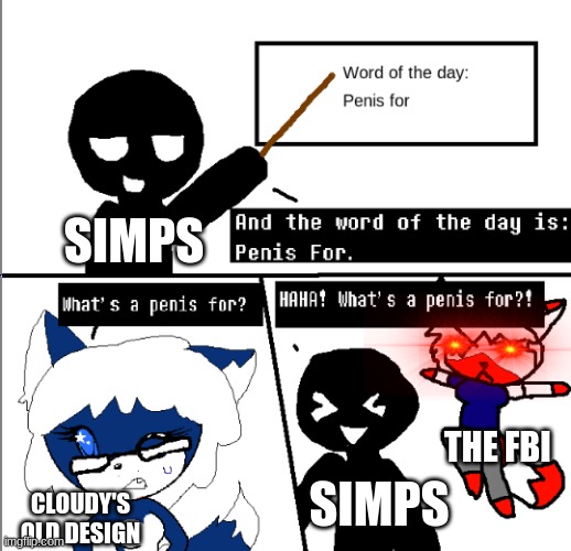 The word of the day- | SIMPS; THE FBI; CLOUDY'S OLD DESIGN; SIMPS | made w/ Imgflip meme maker