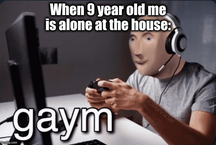 Gaym | When 9 year old me is alone at the house: | image tagged in gaym | made w/ Imgflip meme maker