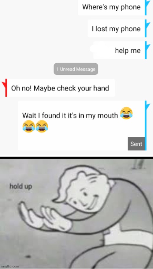 An actual conversation I had | image tagged in hol up,funny memes,memes,texts | made w/ Imgflip meme maker