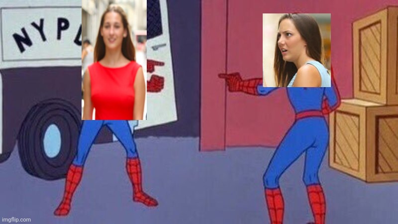 Meme crossover | image tagged in spiderman pointing at spiderman,distracted boyfriend,memes,funny,meme crossover | made w/ Imgflip meme maker