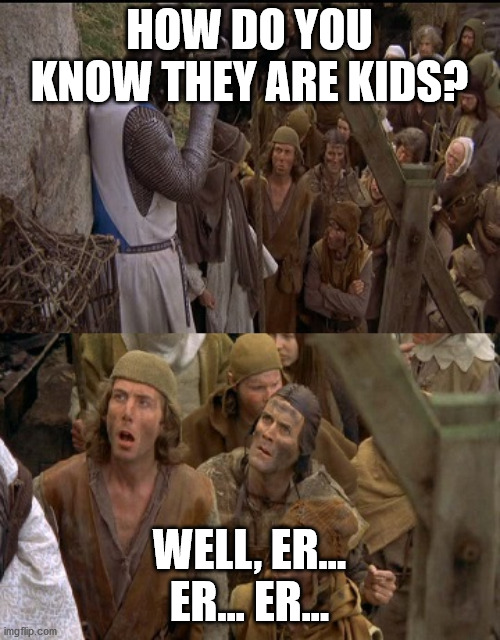How do you know? | HOW DO YOU KNOW THEY ARE KIDS? WELL, ER... ER... ER... | image tagged in how do you know | made w/ Imgflip meme maker