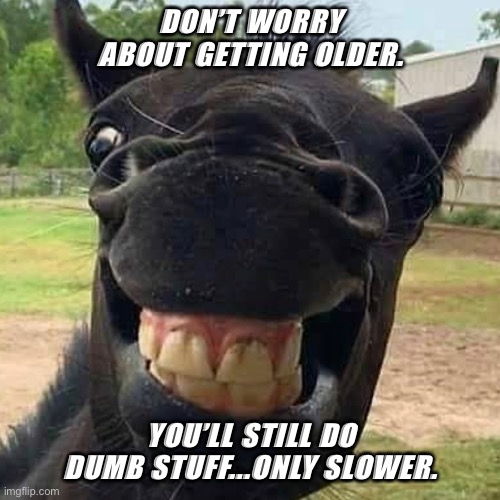 DON’T WORRY ABOUT GETTING OLDER. YOU’LL STILL DO DUMB STUFF...ONLY SLOWER. | made w/ Imgflip meme maker
