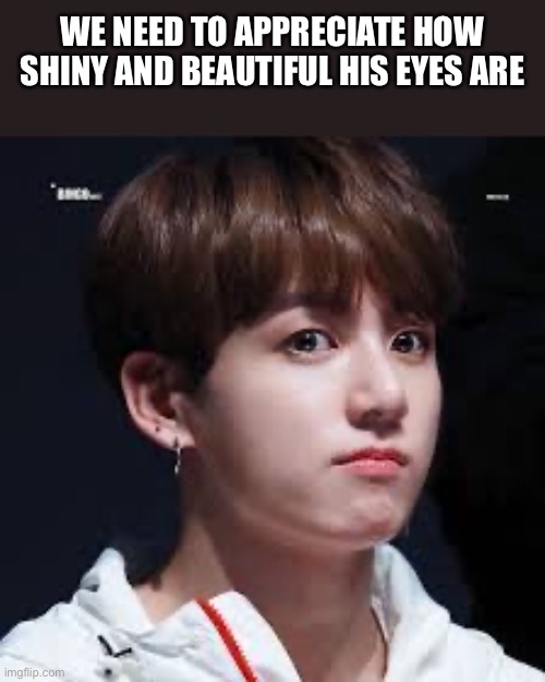 WE NEED TO APPRECIATE HOW SHINY AND BEAUTIFUL HIS EYES ARE | made w/ Imgflip meme maker