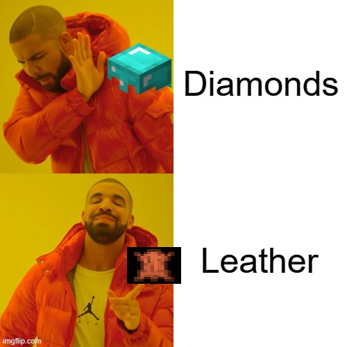 Drake Hotline Bling | Diamonds; Leather | image tagged in memes,drake hotline bling | made w/ Imgflip meme maker