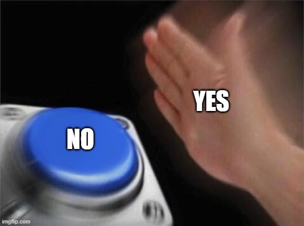 Blank Nut Button | YES; NO | image tagged in memes,blank nut button | made w/ Imgflip meme maker