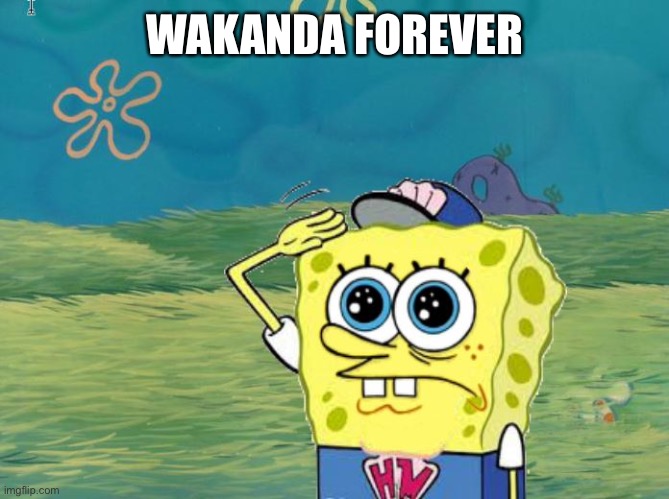 Spongebob salute | WAKANDA FOREVER | image tagged in spongebob salute | made w/ Imgflip meme maker
