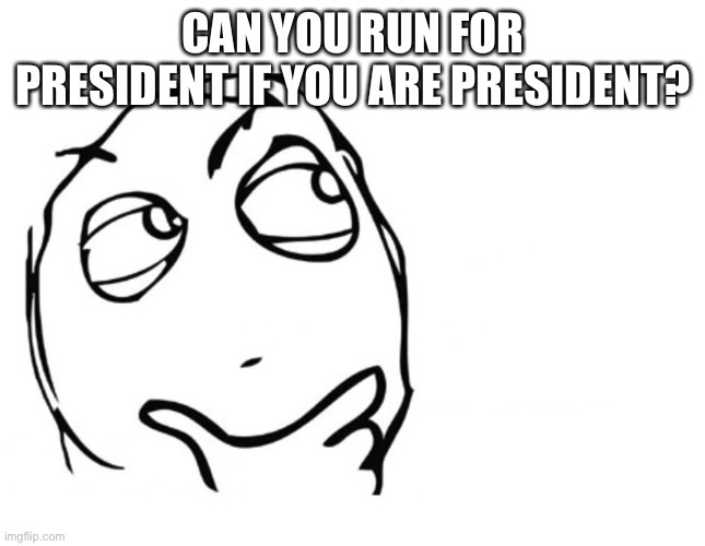 Congrats to Del | CAN YOU RUN FOR PRESIDENT IF YOU ARE PRESIDENT? | image tagged in hmmm | made w/ Imgflip meme maker