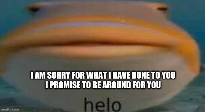 Helo | I AM SORRY FOR WHAT I HAVE DONE TO YOU
I PROMISE TO BE AROUND FOR YOU | image tagged in helo | made w/ Imgflip meme maker