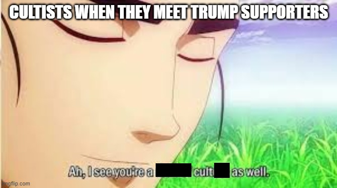 Ah,I see you are a man of culture as well | CULTISTS WHEN THEY MEET TRUMP SUPPORTERS | image tagged in ah i see you are a man of culture as well | made w/ Imgflip meme maker