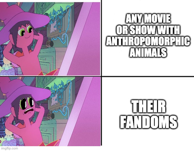 When it comes to fur, nothing is scared | ANY MOVIE OR SHOW WITH ANTHROPOMORPHIC ANIMALS; THEIR FANDOMS | image tagged in 4 panel comic template | made w/ Imgflip meme maker
