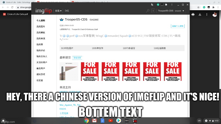  BOTTOM TEXT; HEY, THERE A CHINESE VERSION OF IMGFLIP AND IT'S NICE! | image tagged in new,i think | made w/ Imgflip meme maker