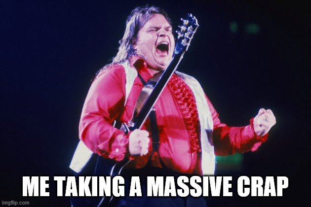 meatloaf | ME TAKING A MASSIVE CRAP | image tagged in meatloaf | made w/ Imgflip meme maker