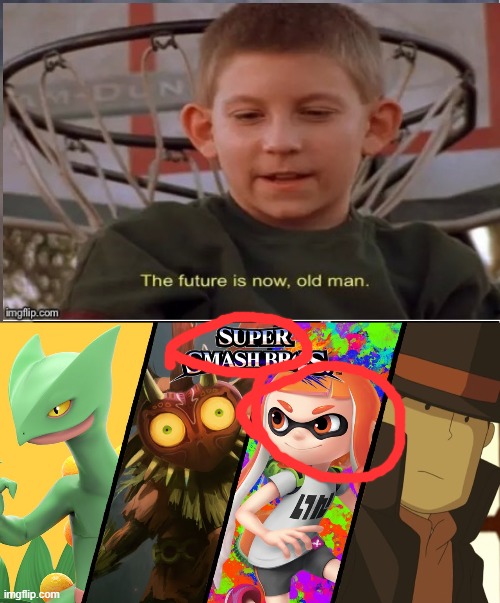 did he just- {this was a frikin fanmade video before smash ultimate came} | image tagged in memes,super smash bros,splatoon | made w/ Imgflip meme maker
