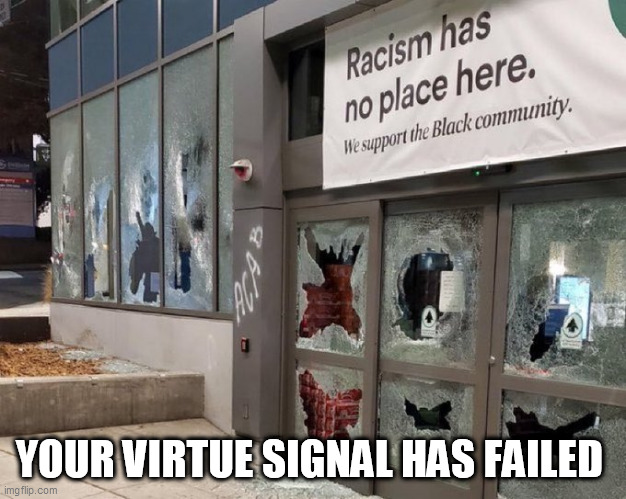 V SIGNAL | YOUR VIRTUE SIGNAL HAS FAILED | image tagged in v signal | made w/ Imgflip meme maker