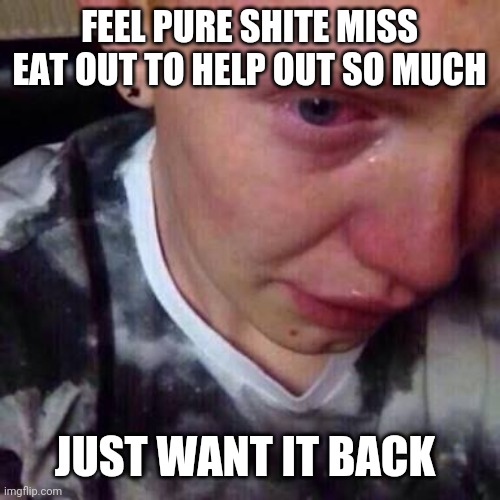 Feel like pure shit | FEEL PURE SHITE MISS EAT OUT TO HELP OUT SO MUCH; JUST WANT IT BACK | image tagged in feel like pure shit | made w/ Imgflip meme maker