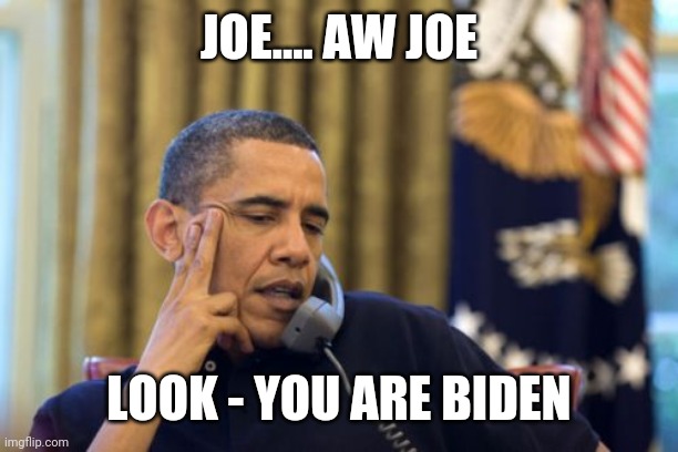 No I Can't Obama Meme | JOE.... AW JOE LOOK - YOU ARE BIDEN | image tagged in memes,no i can't obama | made w/ Imgflip meme maker