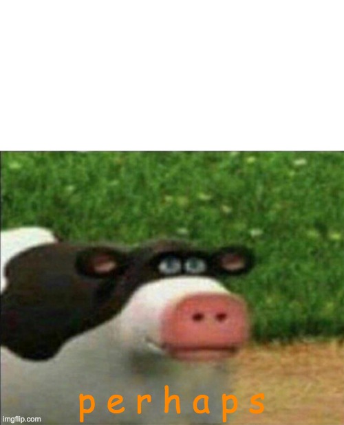 Perhaps cow | p e r h a p s | image tagged in perhaps cow | made w/ Imgflip meme maker