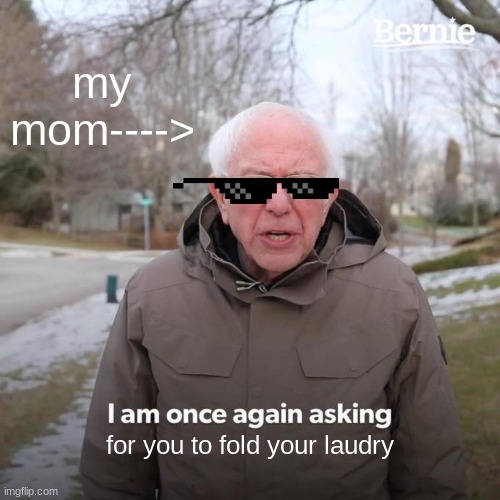 Bernie I Am Once Again Asking For Your Support | my mom---->; for you to fold your laudry | image tagged in memes,bernie i am once again asking for your support | made w/ Imgflip meme maker