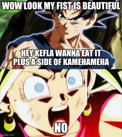 UI Goku VS Kefla Blank Meme Template