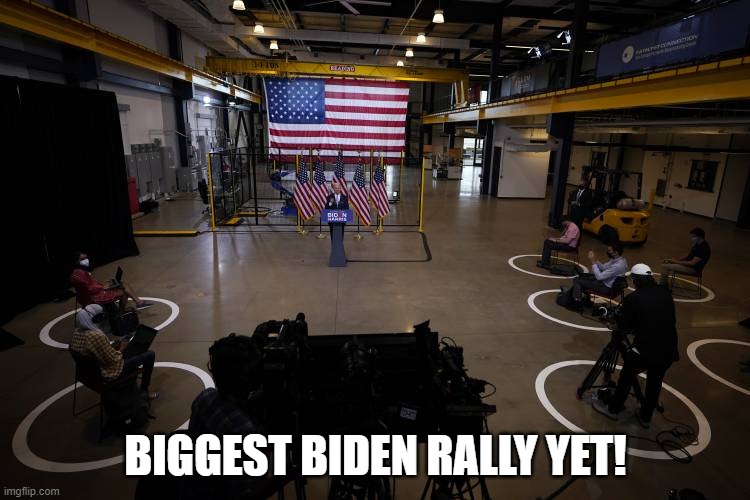 There are still more people than brain cells in Biden's head! | BIGGEST BIDEN RALLY YET! | image tagged in vote no to joe,trump 2020,biden rally | made w/ Imgflip meme maker