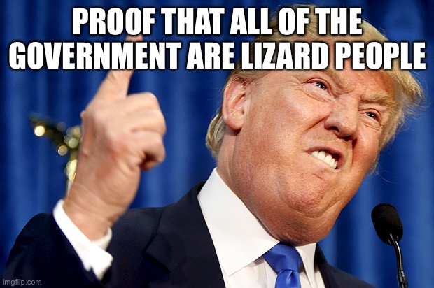 Donald Trump | PROOF THAT ALL OF THE GOVERNMENT ARE LIZARD PEOPLE | image tagged in donald trump | made w/ Imgflip meme maker