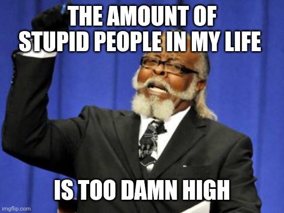 The amount of stupid people in my life is too damn high | THE AMOUNT OF STUPID PEOPLE IN MY LIFE; IS TOO DAMN HIGH | image tagged in memes,too damn high | made w/ Imgflip meme maker