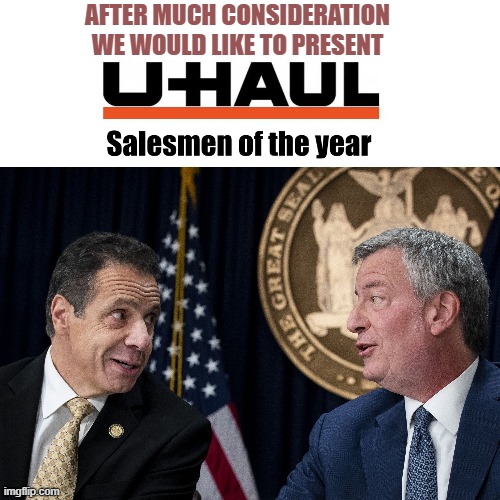 Will the last person leaving New York take the Apple with them? | AFTER MUCH CONSIDERATION WE WOULD LIKE TO PRESENT | image tagged in andrew cuomo,bill deblasio | made w/ Imgflip meme maker