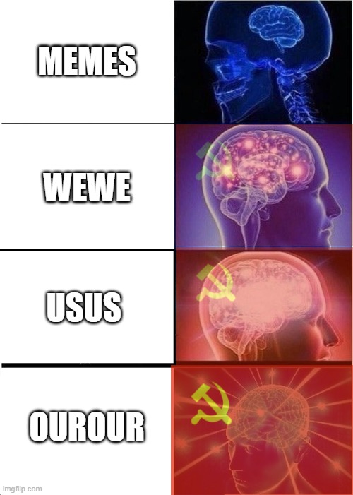 Memes vs usus | MEMES; WEWE; USUS; OUROUR | image tagged in memes,expanding brain | made w/ Imgflip meme maker