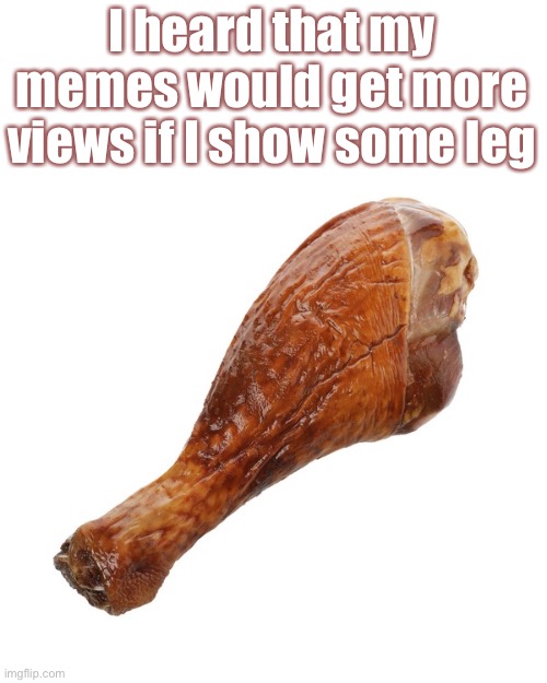 When You Need a Leg Up | I heard that my memes would get more views if I show some leg | image tagged in funny memes,turkey leg | made w/ Imgflip meme maker