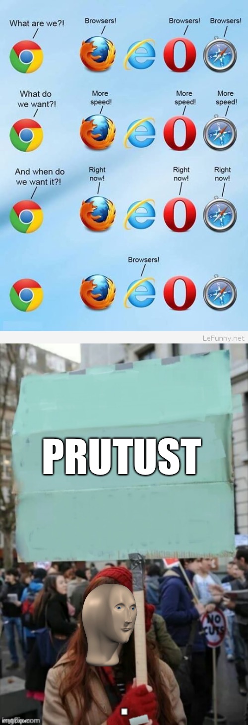 Prutust | PRUTUST | image tagged in protestor | made w/ Imgflip meme maker