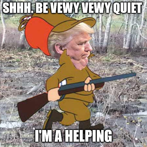 Donald "helps out" | SHHH. BE VEWY VEWY QUIET; I'M A HELPING | image tagged in trump,biden,election 2020,blm,protestors | made w/ Imgflip meme maker