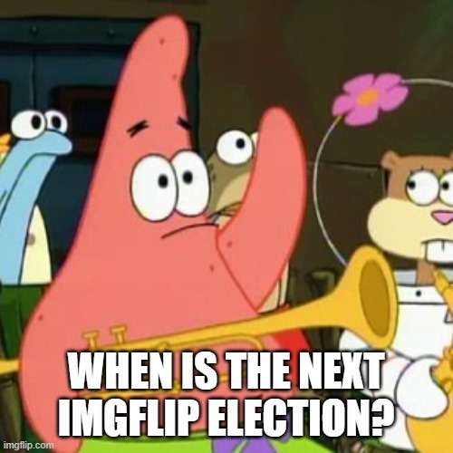 No Patrick Meme | WHEN IS THE NEXT IMGFLIP ELECTION? | image tagged in memes,no patrick | made w/ Imgflip meme maker